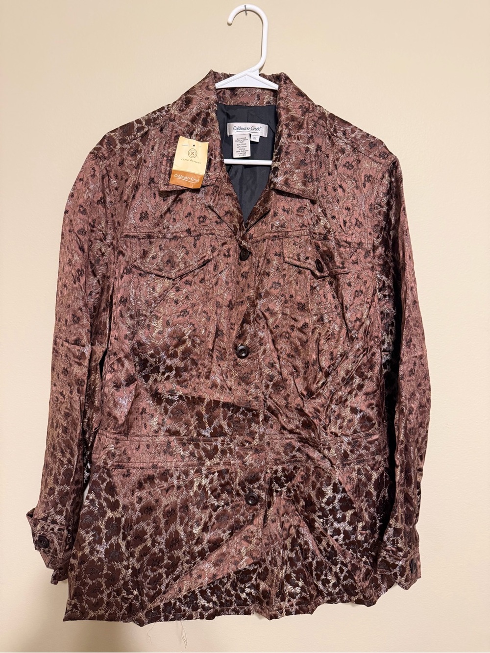 Coldwater Creek 2X Jacquard Animal Print Safari Jacket Plus Size NWOT